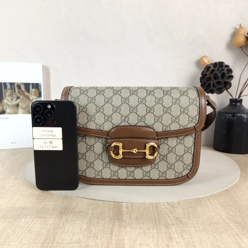 GUCCI Shoulder Bag Horsebit 1955 Horsebit Medium Monogram PVC Medium 25 × 8 × 18 cm — cover view 3 of 5