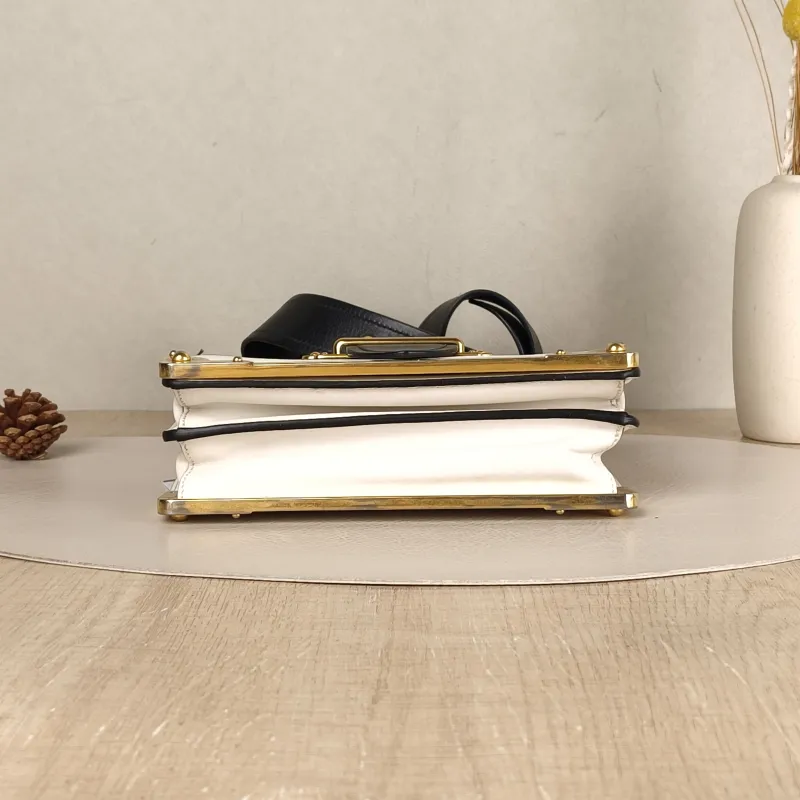 PRADA Shoulder Bag Cahier Box White Calfskin 20 × 9 × 14.5 cm — cover view 2 of 5
