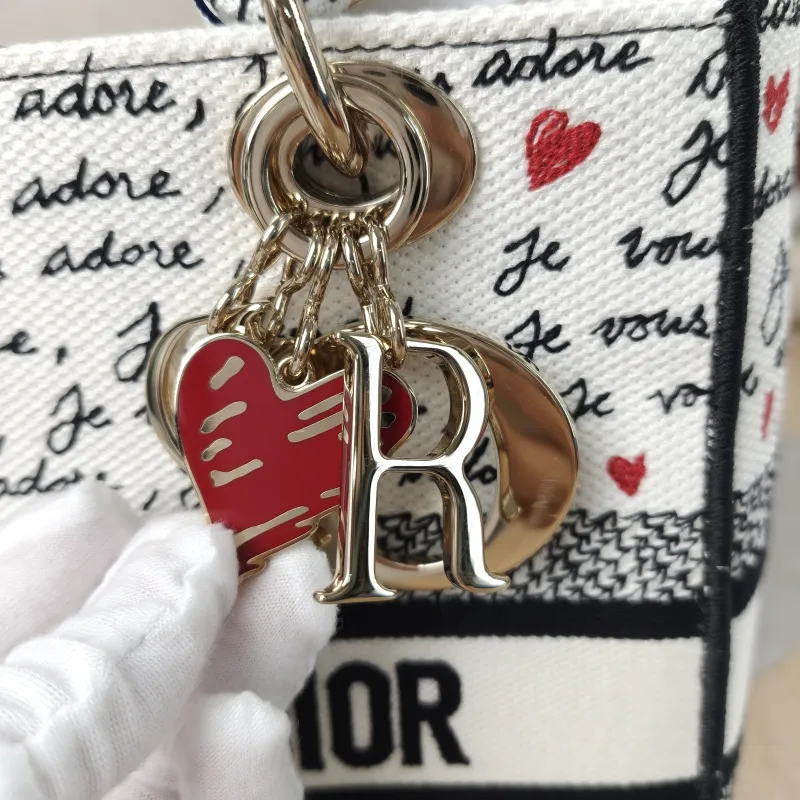 DIOR Top Handle Bag Lady Lady Dior Bag Colorblock Canvas Medium24 × 12 × 21 cm — detail view 10 of 14