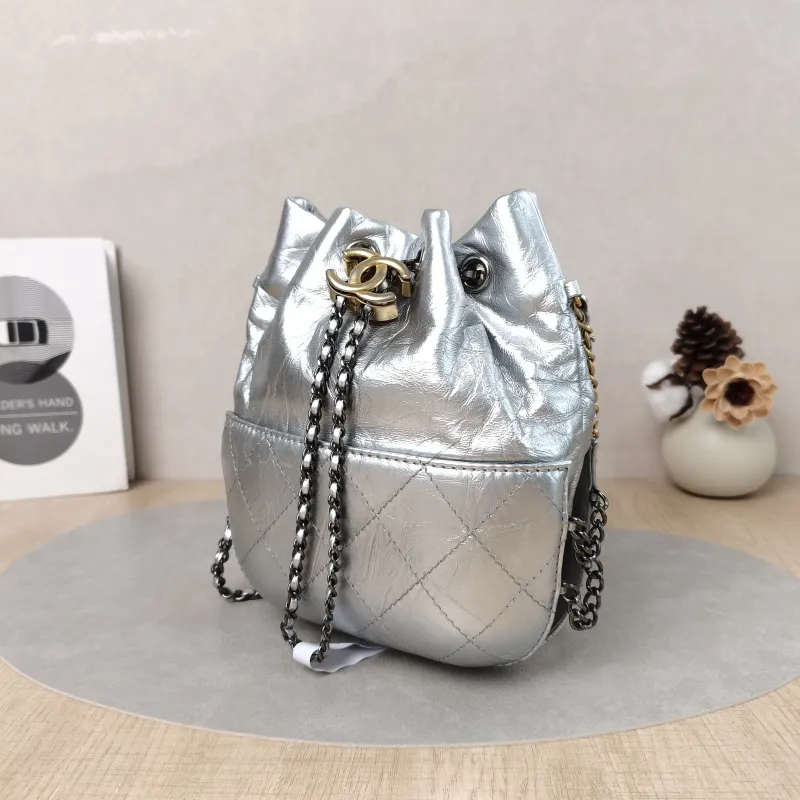 Chanel Crossbody Bag Gabrielle Collection Bucket Bag Silver Calfskin 20 × 6.5 × 22 cm — cover view 2 of 5