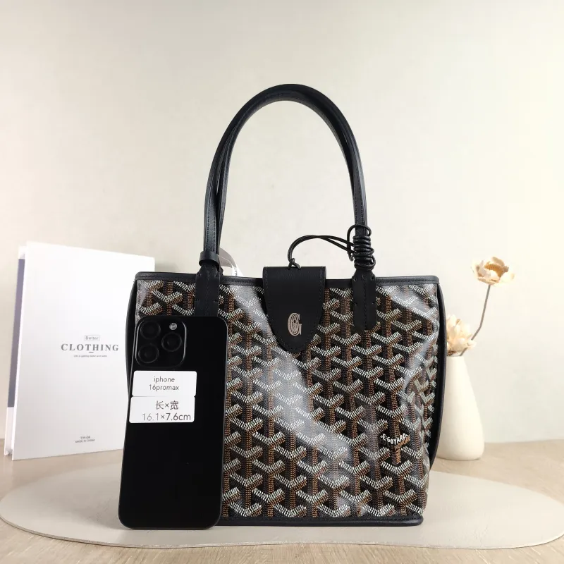 GOYARD Top Handle Bag ANJOU Shopping Tote Black ine Canvas Mini 19.5 × 9 × 19.5 cm — cover view 3 of 5