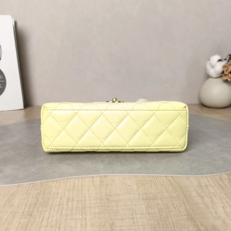 Chanel Crossbody Bag Kelly Yellow Waxed Leather Mini 19 × 7 × 13 cm — cover view 4 of 5