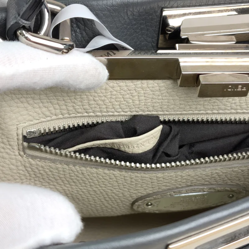 FENDI peekaboo Shoulder Bag Grey Calfskin · Shoulder Strap · 34 × 13 × 26 cm — detail view 9 of 10