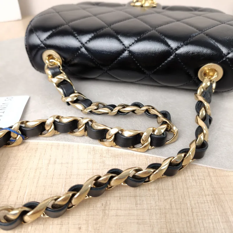 Chanel Shoulder Bag cf mini Black Waxed Leather mini 20 × 5 × 12 cm — detail view 5 of 12