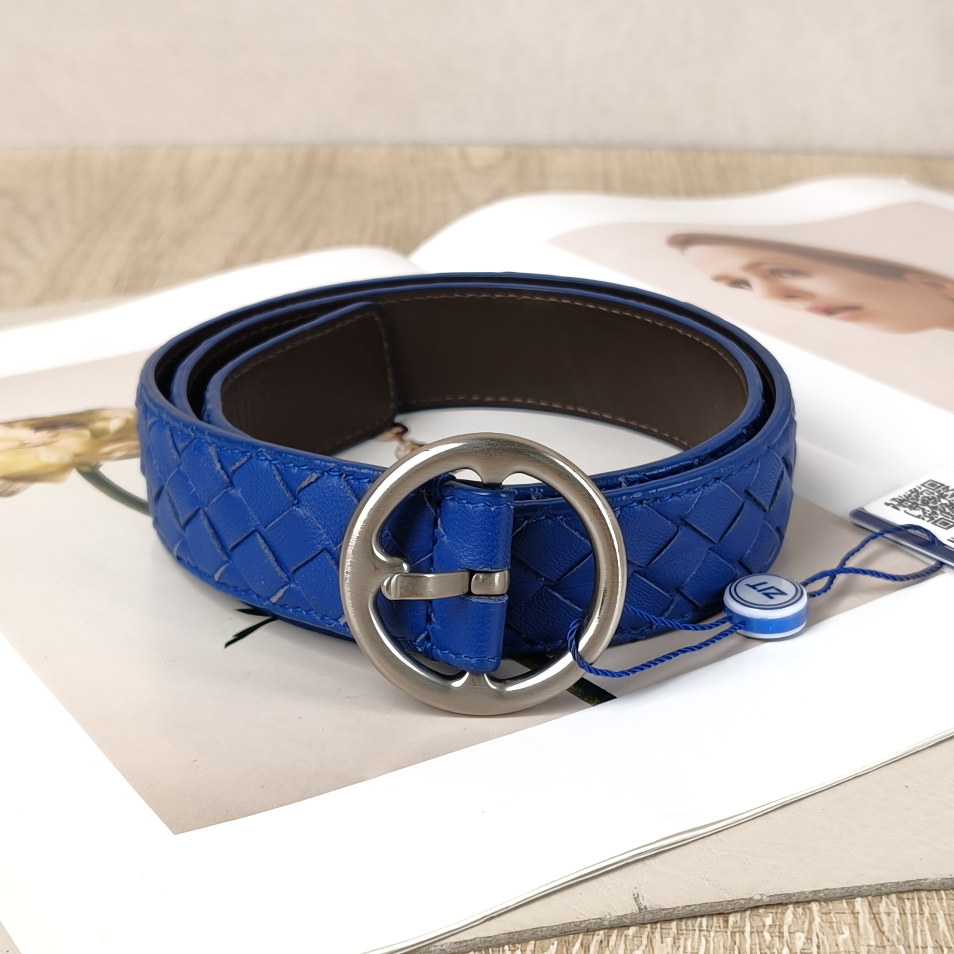 Bottega Veneta Belt Belt Blue Lambskin One Size90㎝