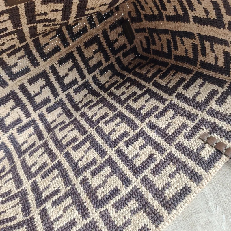 FENDI Top Handle Bag Top Handle Bag Brown Woven One Size 39 × 12 × 28 cm — detail view 6 of 10