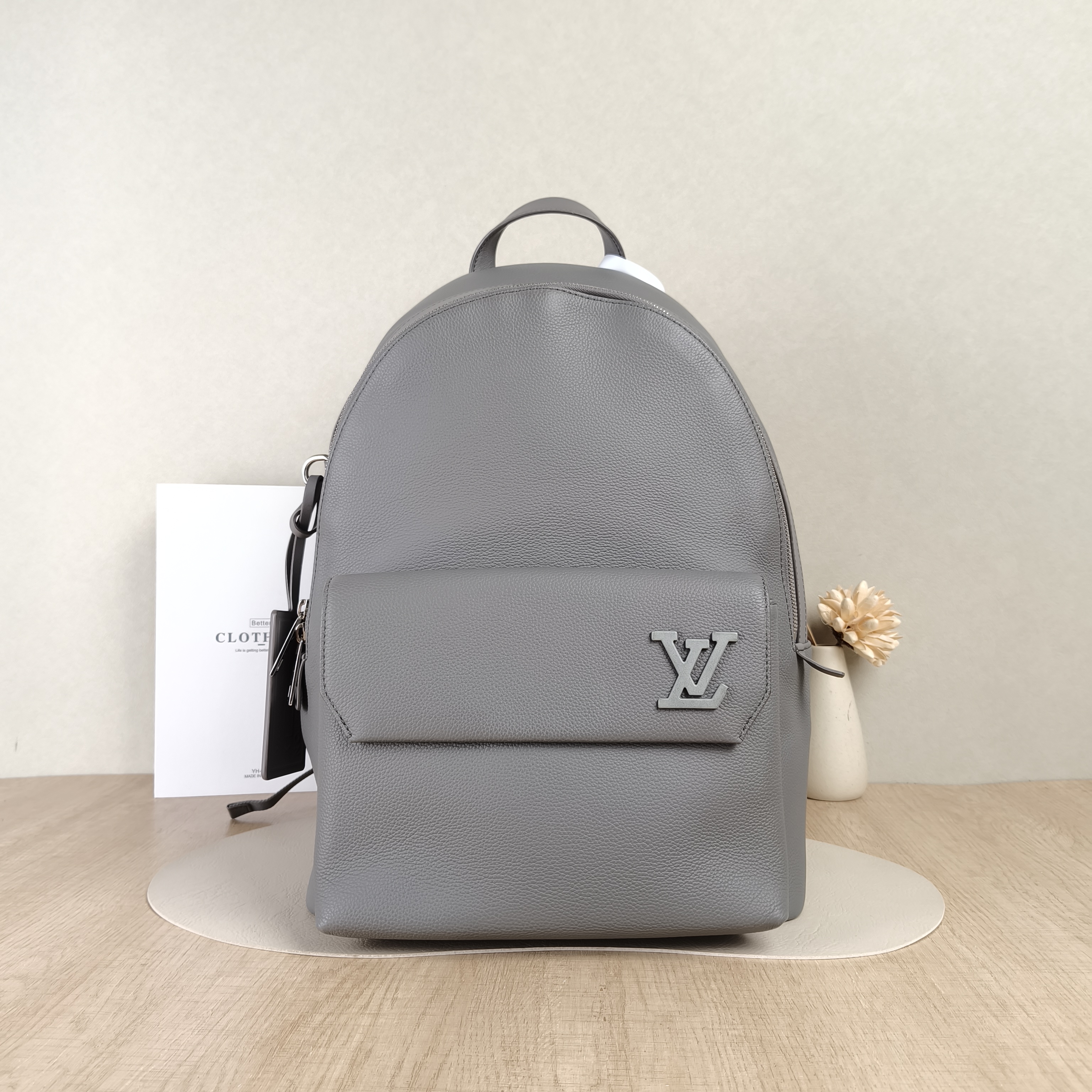 Louis Vuitton Backpack Takeoff Backpack Grey Calfskin One Size30 × 14 × 43 cm