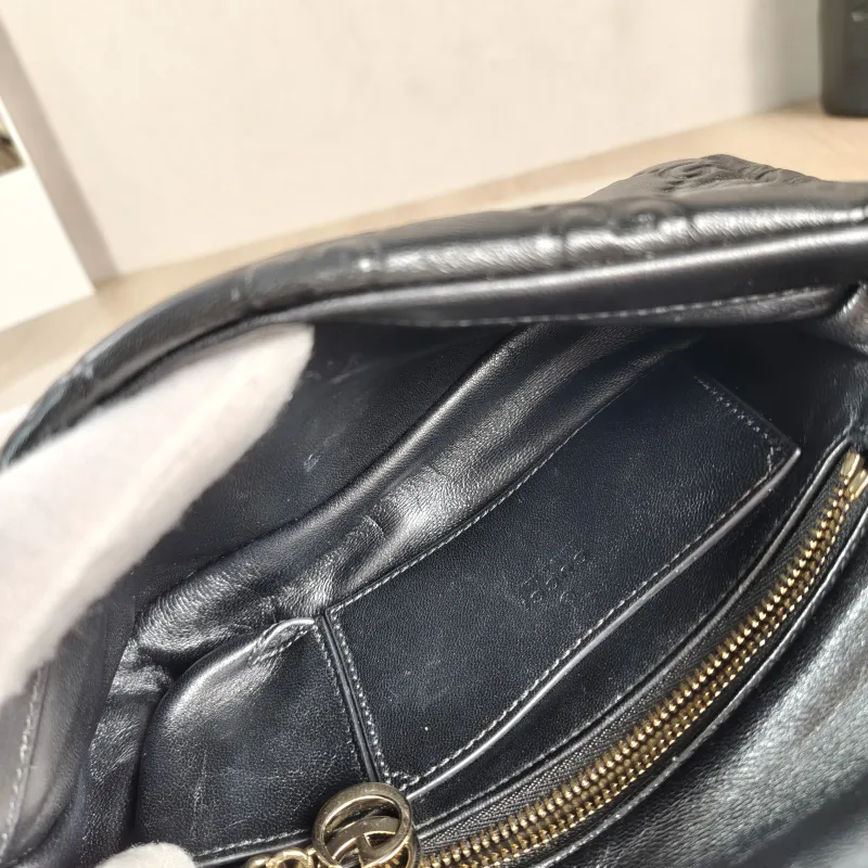 GUCCI Crossbody Bag GG Milano Collection Shoulder Bag Black Monogram SL ambskin 21.5 × 5 × 12.5 cm — detail view 12 of 12