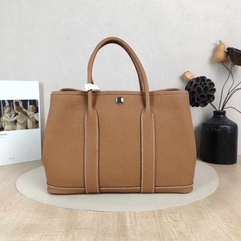 Hermès Top Handle Bag Garden Party 30 30 Negonda Calfskin Medium 30 × 13 × 21 cm K