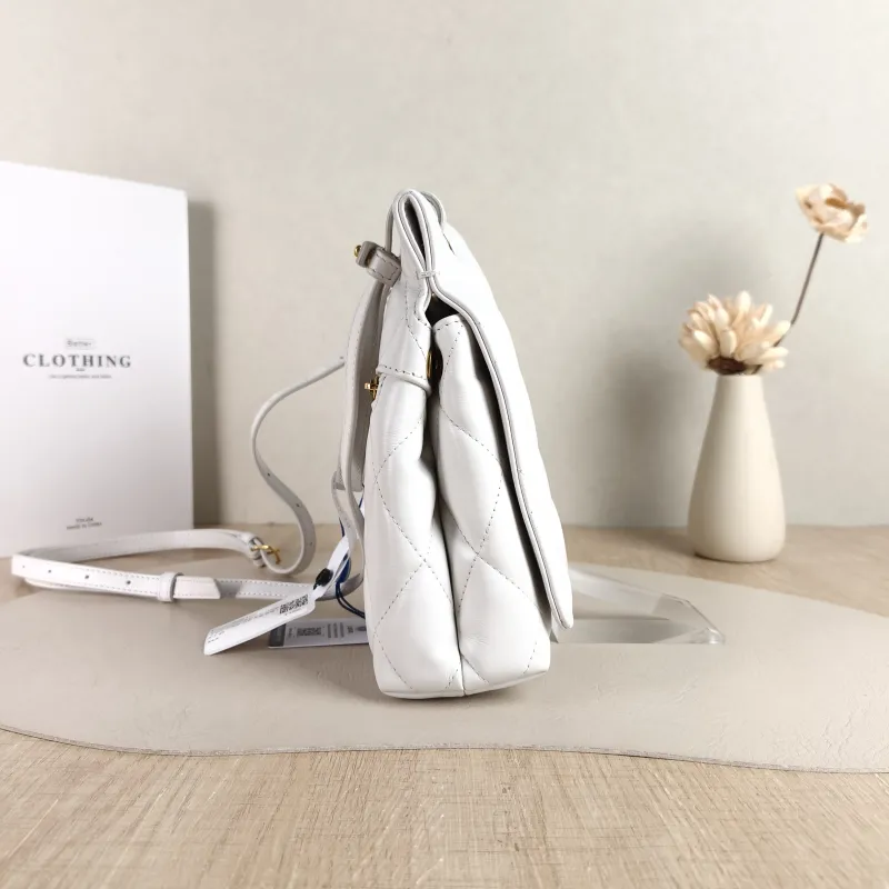 BALENCIAGA Crossbody Bag B Bag Crossbody Bag White Calfskin One Size 24 × 7 × 20 cm — detail view 8 of 12