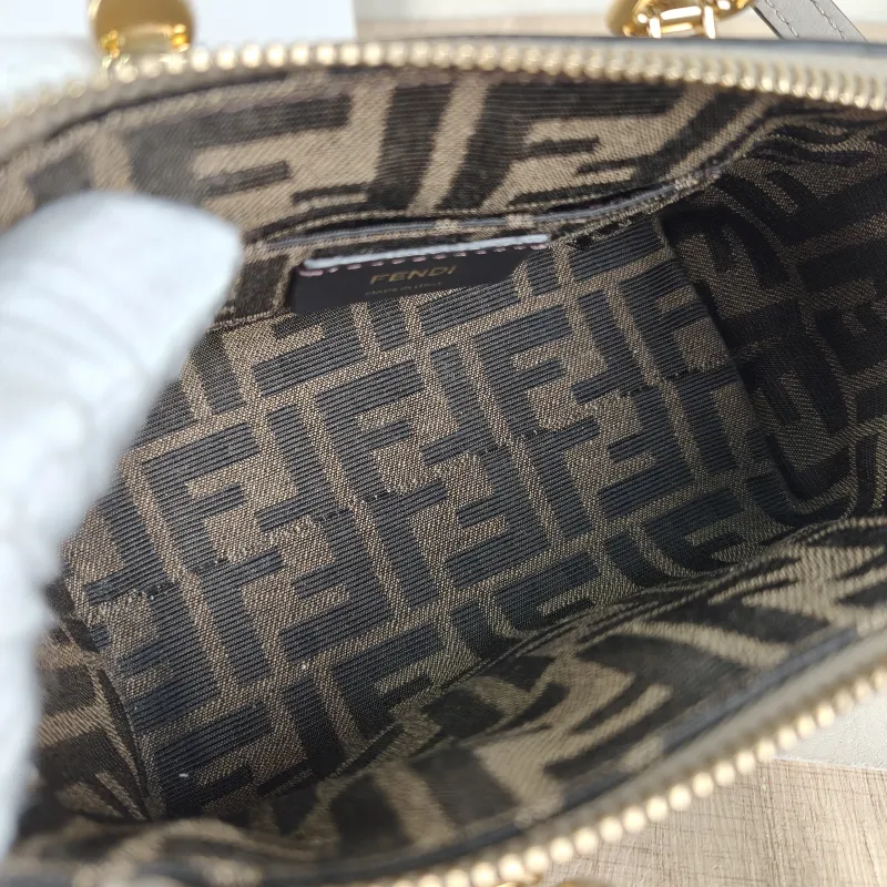 FENDI Crossbody Bag by the way Grey Calfskin Mini 20.5 × 9 × 12 cm — detail view 6 of 10