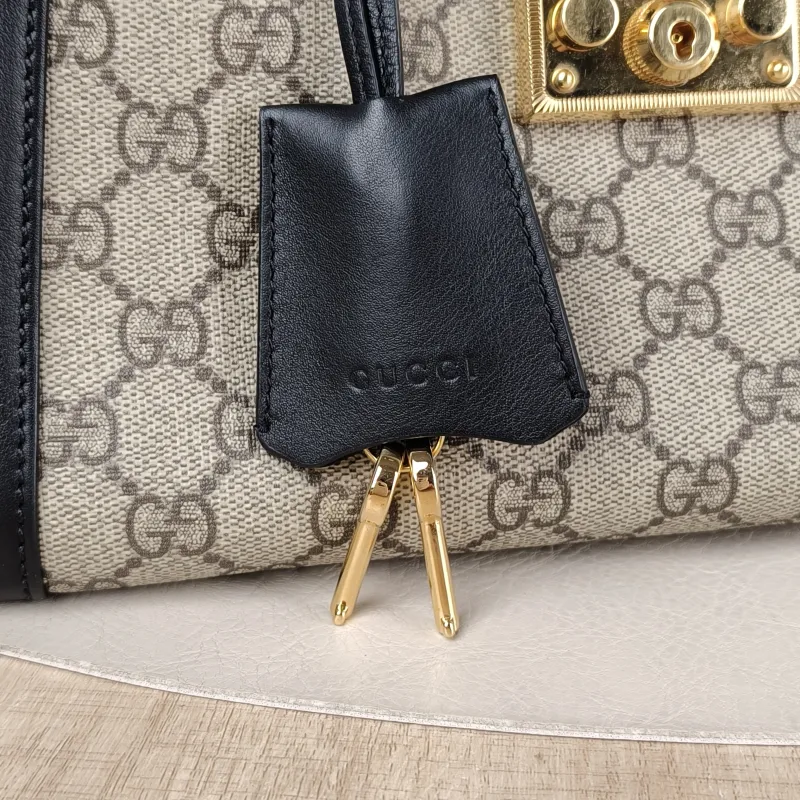 GUCCI Shoulder Bag Padlock Tote Black Monogram PVC Medium 26 × 10 × 18 cm — detail view 2 of 11