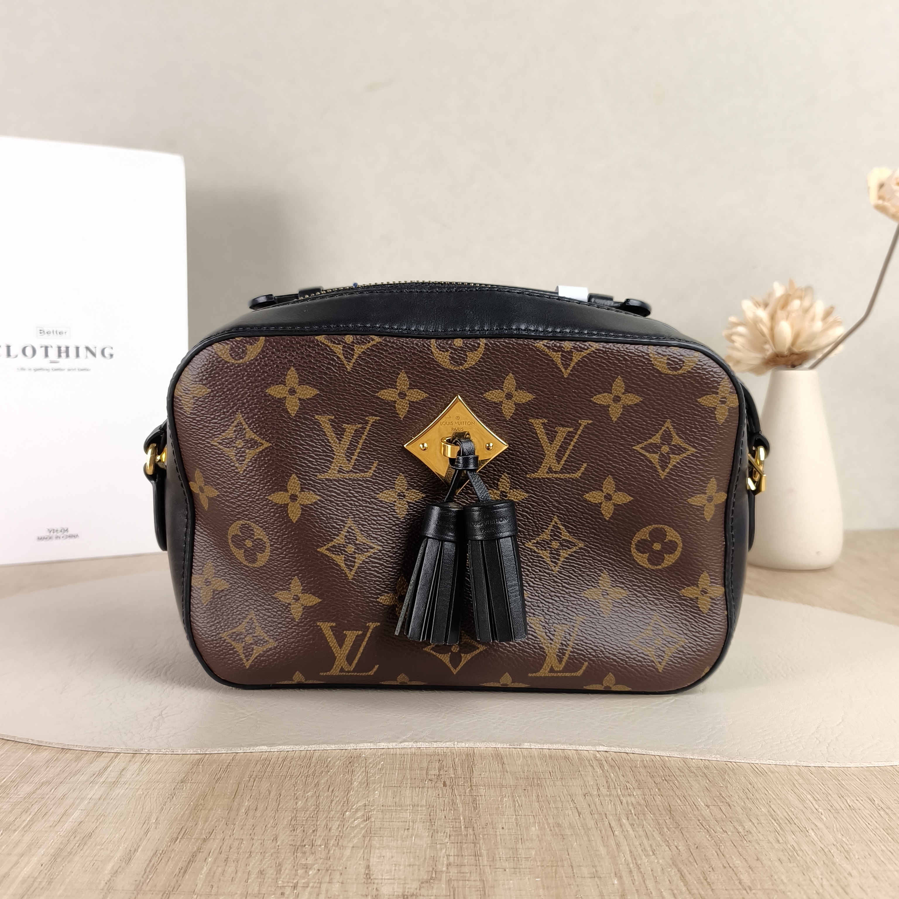 Louis Vuitton Crossbody Bag Saintonge Camera Bag Black PVC · Calfskin Small22 × 8 × 16 cm