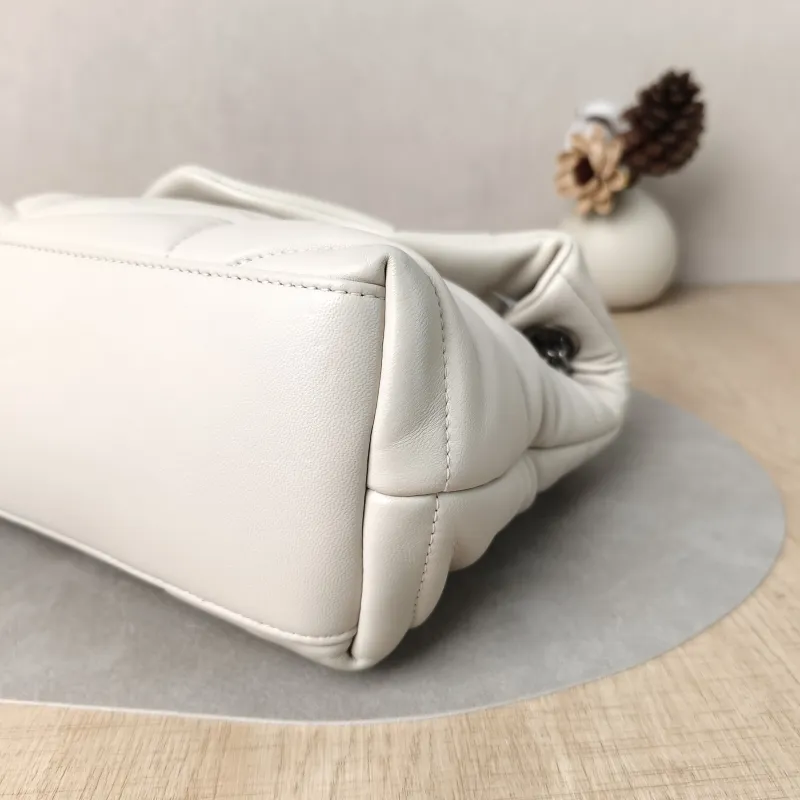 SAINT LAURENT Shoulder Bag PUFFER White Lambskin Small 29 × 11 × 17 cm — detail view 7 of 11