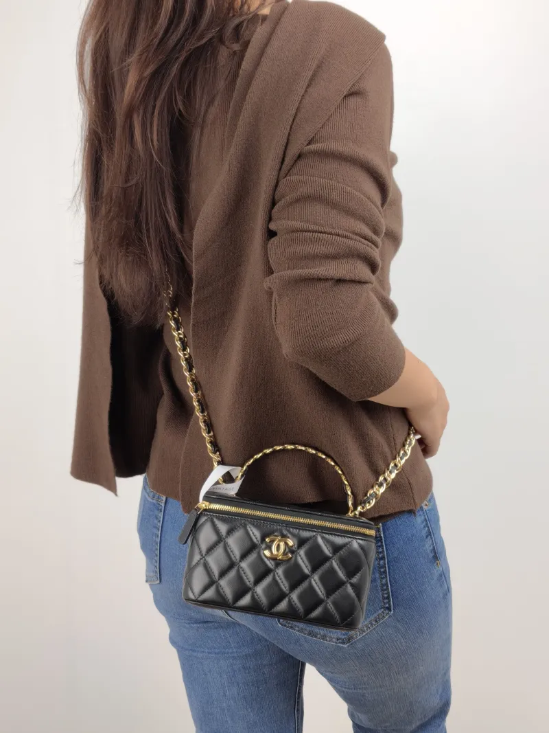 Chanel Crossbody Bag Edition Black Lambskin Mini 16 × 8 × 9.5 cm — on-model view 2 of 2