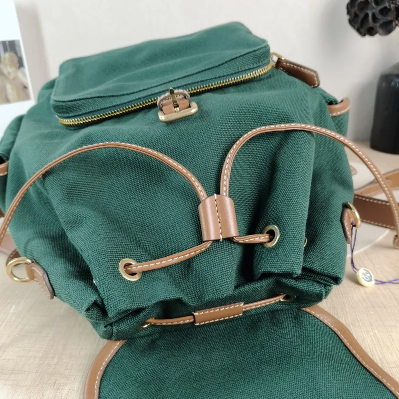 Miumiu Backpack Backpack Green Canvas Large 25 × 12.5 × 29.5 cm — detail view 7 of 12