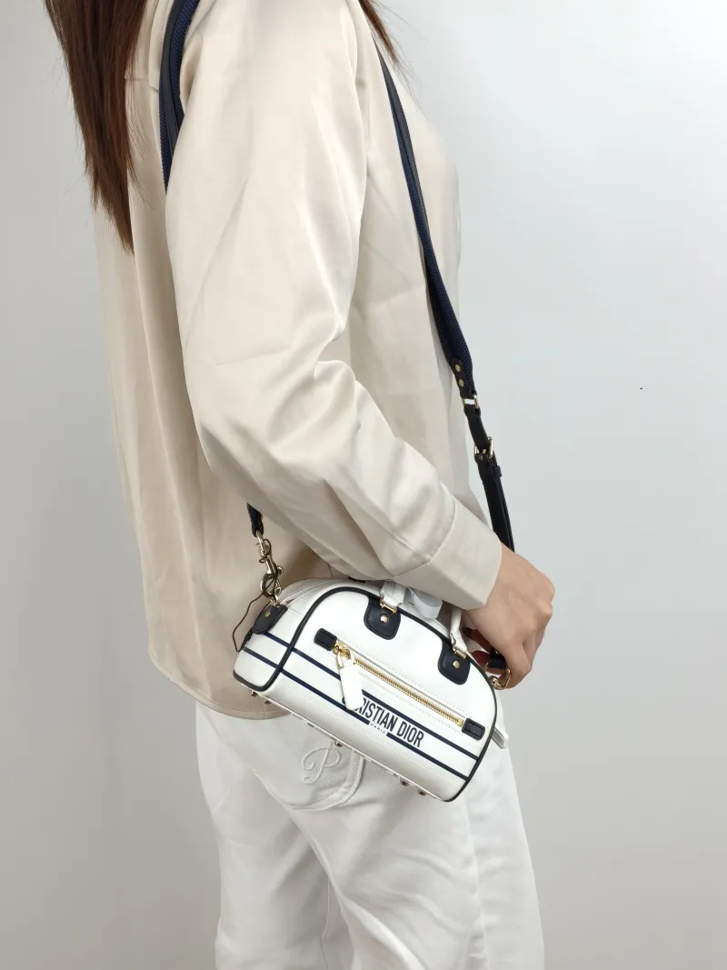 DIOR Crossbody Bag Vibe Bowling White CC alfskin Mini 17.5 × 8 × 10.5 cm — on-model view 2 of 3