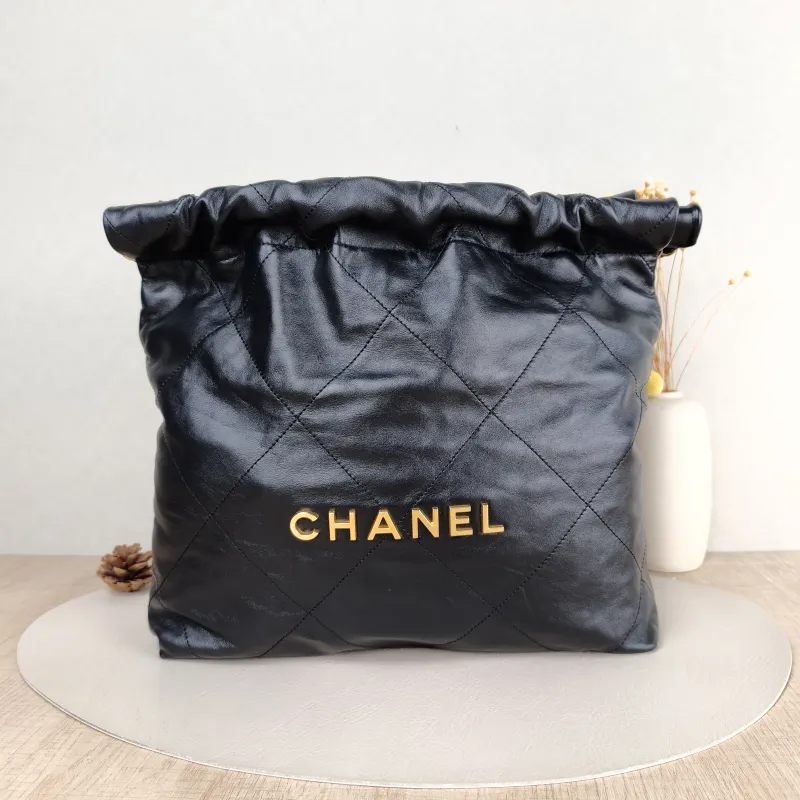 Chanel Shoulder Bag 22Bag Black CC alfskin Small 35 × 7 × 37 cm