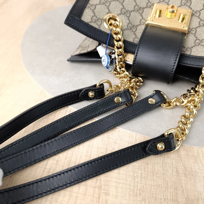 GUCCI Shoulder Bag Padlock Tote Black Monogram PVC Medium26 × 10 × 18 cm — detail view 1 of 12