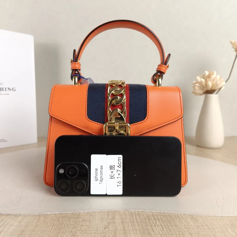 GUCCI Crossbody Bag Sylvie Edition Red Calfskin Mini 20 × 8 × 14 cm — cover view 2 of 5