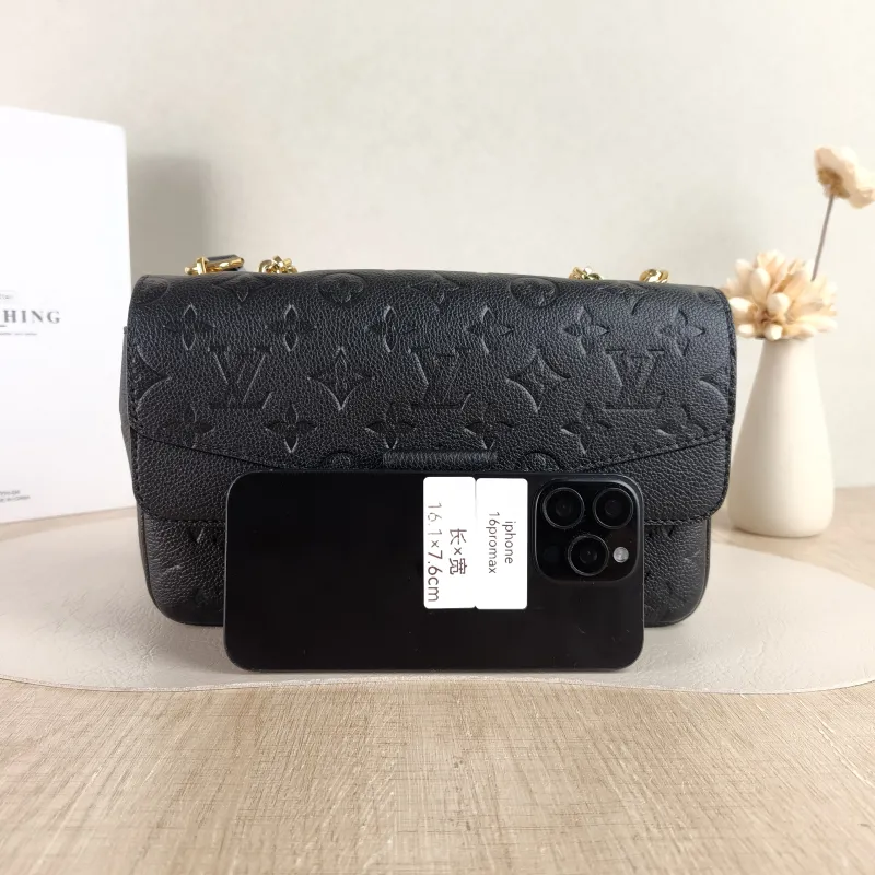 Louis Vuitton Crossbody Bag Marceau Chain Bag Black Monogram Empreinte Embossed Calfskin 24.5 × 6.5 × 15 cm — cover view 2 of 6
