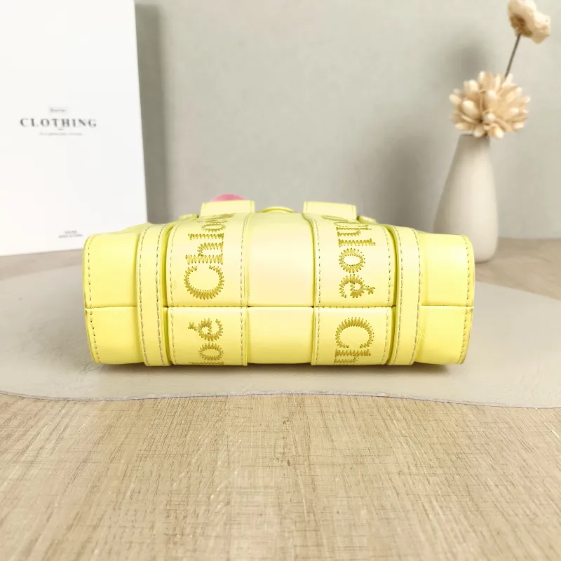 Chloé Top Handle Bag woody Collectiontote Yellow Calfskin One Size 20 × 7 × 14 cm — cover view 3 of 5