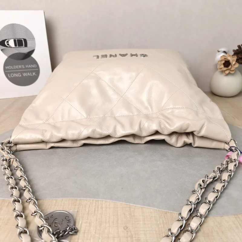 Chanel Shoulder Bag 22Bag Beige Calfskin Small 35 × 7 × 37 cm — detail view 9 of 12