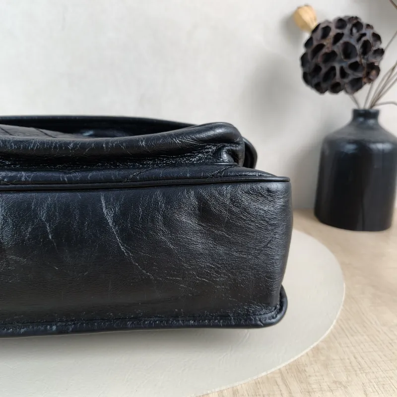 SAINT LAURENT Crossbody Bag Niki Black Waxed Leather Calfskin Medium 28 × 8.5 × 20 cm — detail view 13 of 13