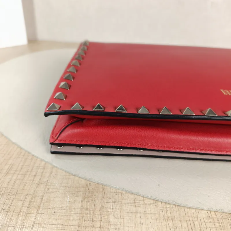 Valentino Clutch Clutch Red Calfskin One Size 28 × 3 × 17 cm — detail view 10 of 10