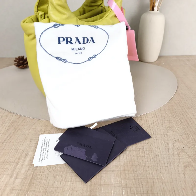 PRADA Top Handle Bag Soft Yellow Lambskin Small 18 × 10 × 15.5 cm — detail view 10 of 12