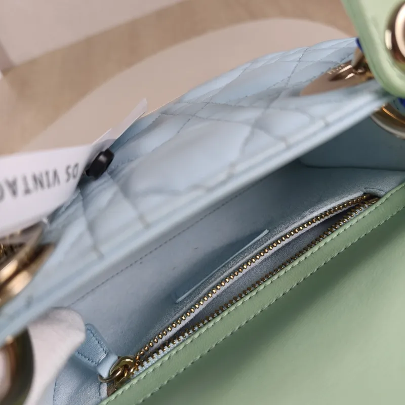 DIOR Crossbody Bag Lady Lady Dior Bag Green Blue Lambskin mini17 × 7 × 15 cm — detail view 14 of 14