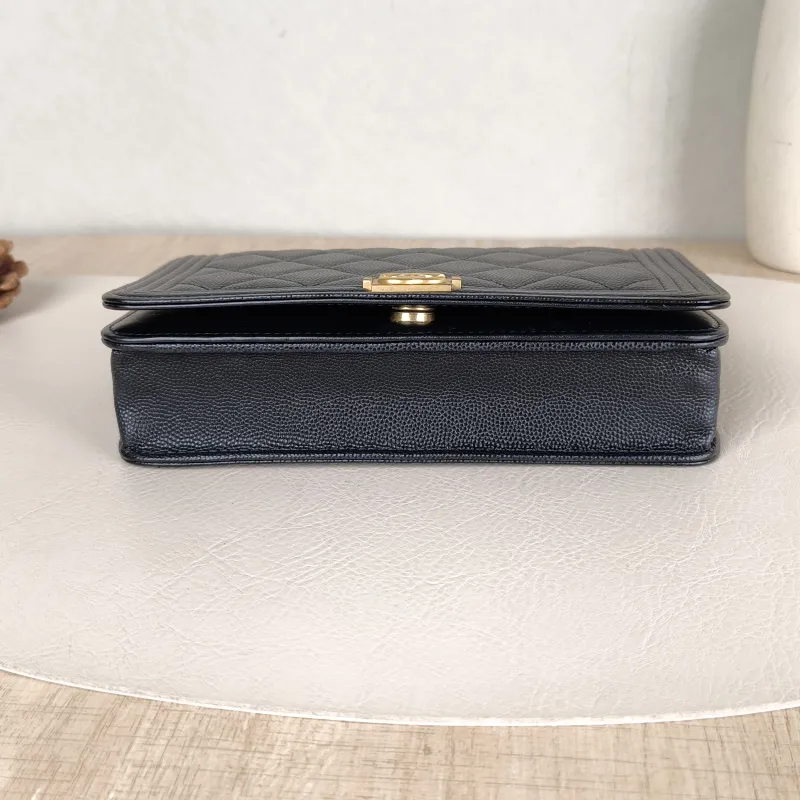 Chanel Crossbody Bag Le Boy WOC Black Grained Calfskinmini19.2 × 3.5 × 12.3 cm — cover view 5 of 5