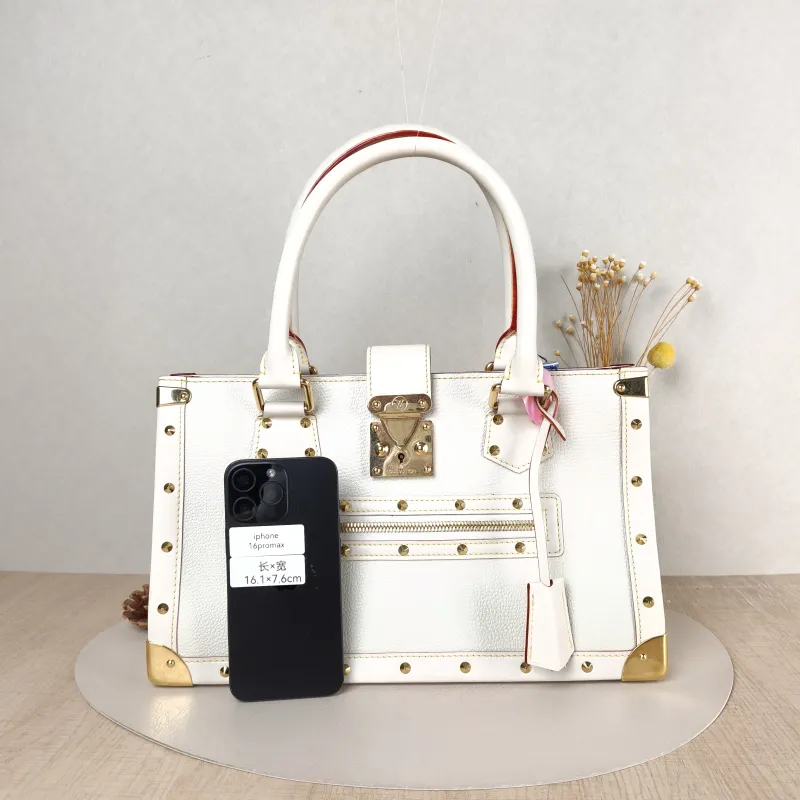 Louis Vuitton Top Handle Bag Suhali Vintage White Calfskin 36 × 12.5 × 22 cm — cover view 4 of 5