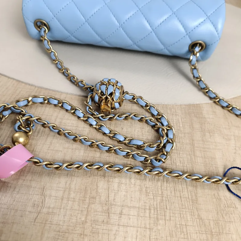 Chanel Crossbody Bag Classic Flap Large Mini CF Mini Blue Lambskin mini20 × 6 × 12 cm — detail view 1 of 11