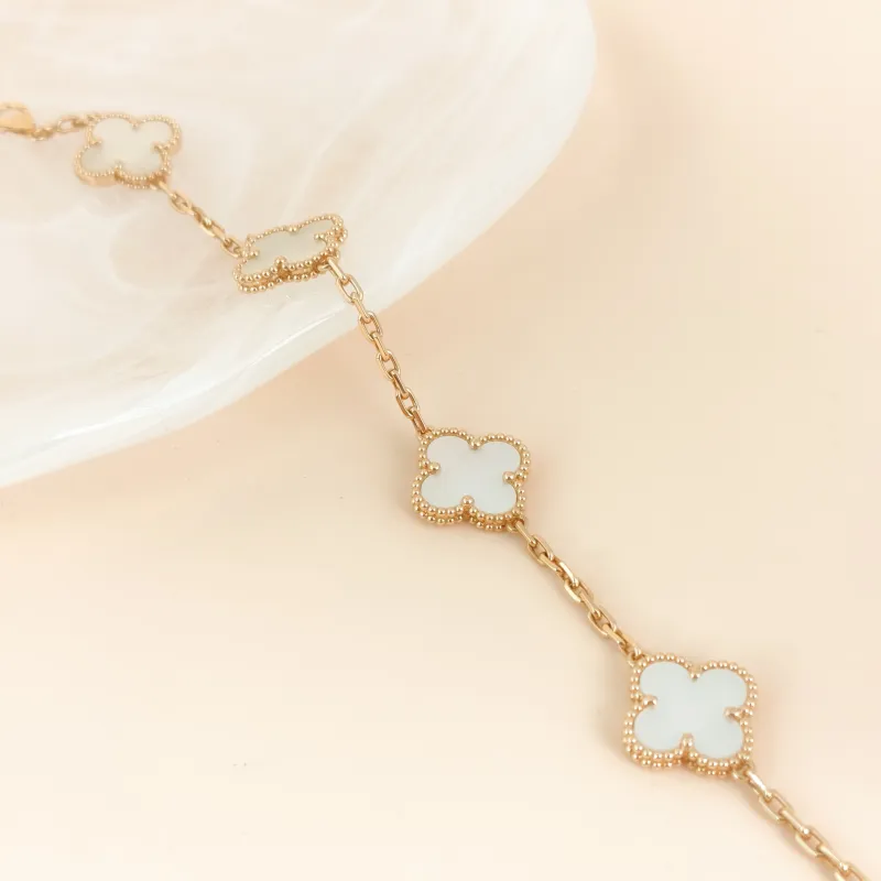 Van Cleef & Arpels Bracelet Alhambra Alhambra Collection Five-Motif Bracelet Pearl · White Mother-of-Pearl 18KY ellow Gold Vintage Small 20cm — cover view 5 of 7