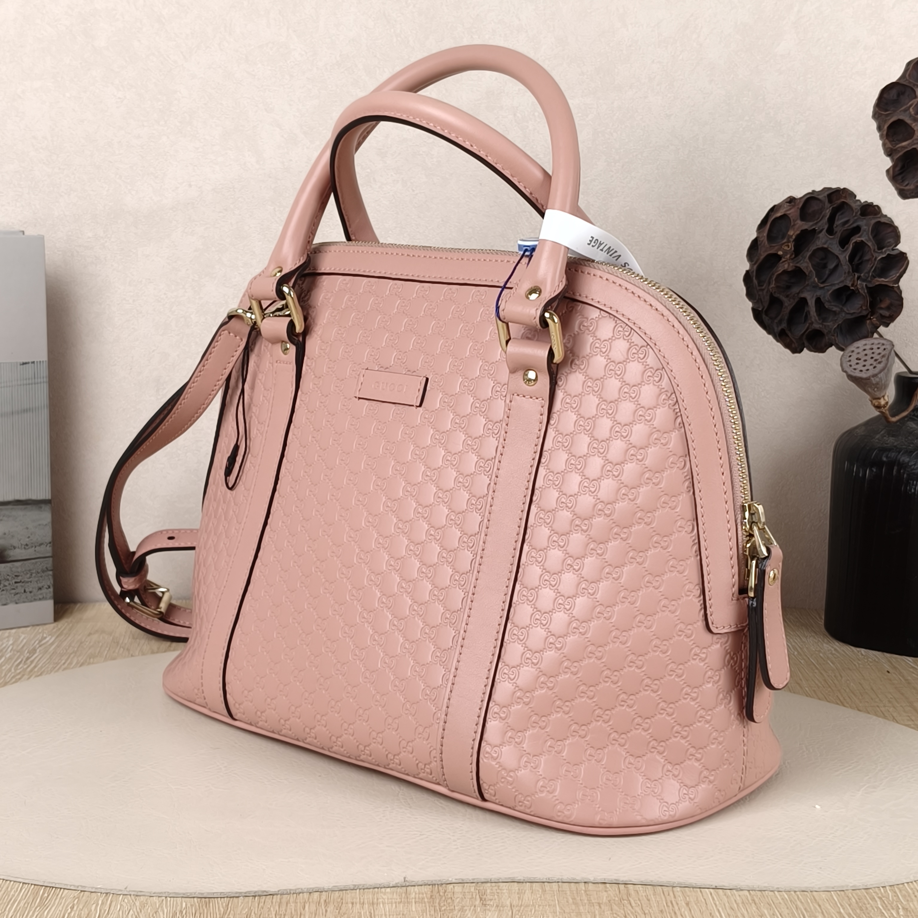 GUCCI Dome Bag Medium Pink Calfskin · Shoulder Strap Dust Bag · 31 × 16 × 23 cm — cover view 7 of 10
