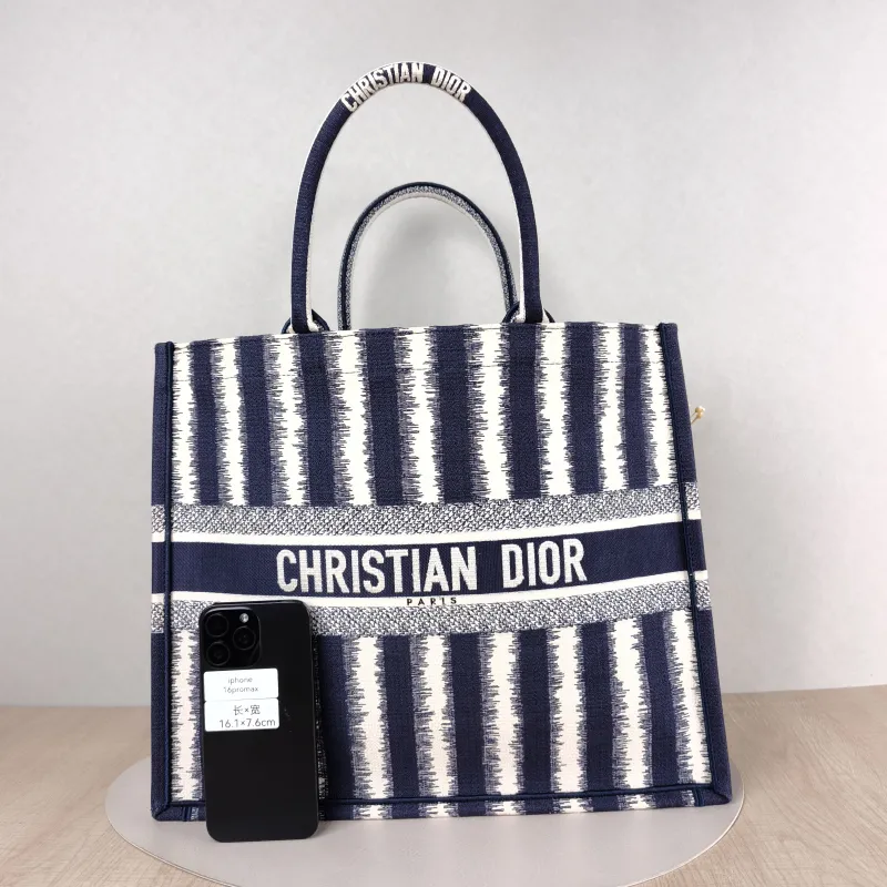 DIOR Top Handle Bag Book Tote Blue White Canvas Large 42 × 18.5 × 35 cm — cover view 2 of 5