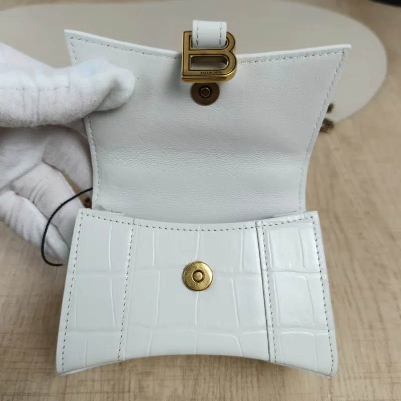 BALENCIAGA Crossbody Bag Hourglass Hourglass Bag White Calfskin Mini12 × 5.5 × 8 cm — detail view 14 of 14