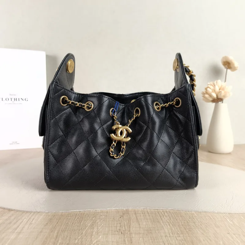 Chanel Shoulder Bag 25Bag Black Grained Calfskin Mini 20 × 12.5 × 22 cm
