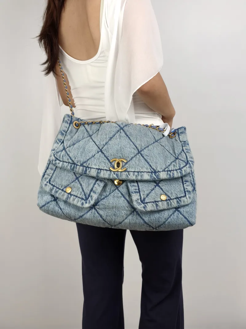 Chanel Shoulder Bag25k Blue One Size35 × 10 × 24 cm — on-model view 2 of 2
