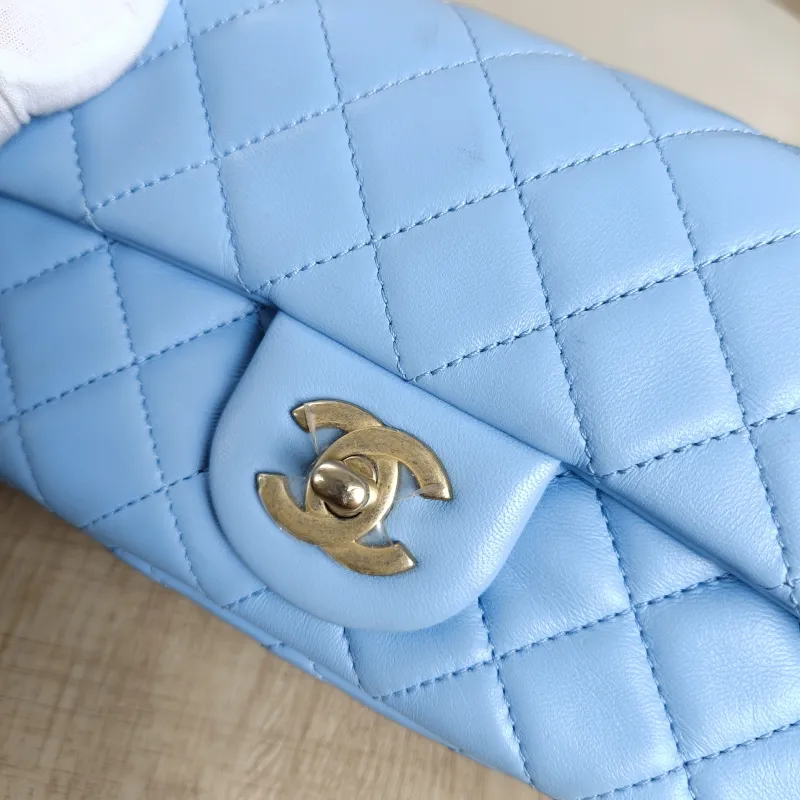 Chanel Crossbody Bag Classic Flap Large Mini CF Mini Blue Lambskin mini20 × 6 × 12 cm — detail view 6 of 11