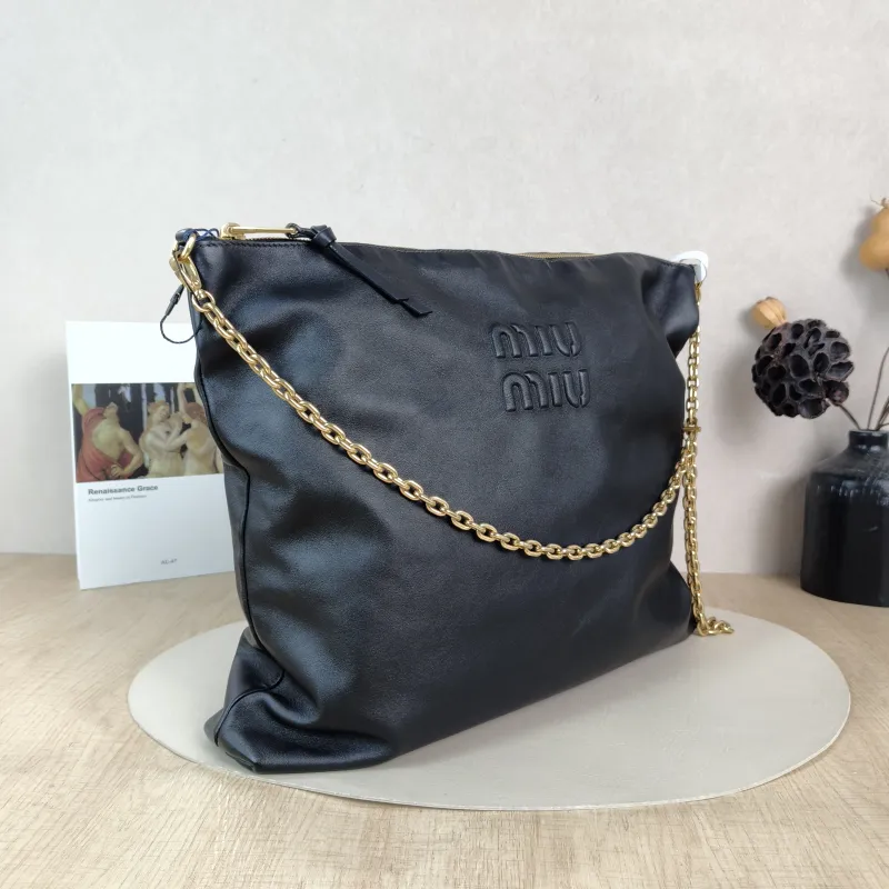 Miumiu Crossbody Bag Hobo Shoulder Crossbody Bag Black Calfskin One Size 38 × 6 × 34 cm — cover view 2 of 5