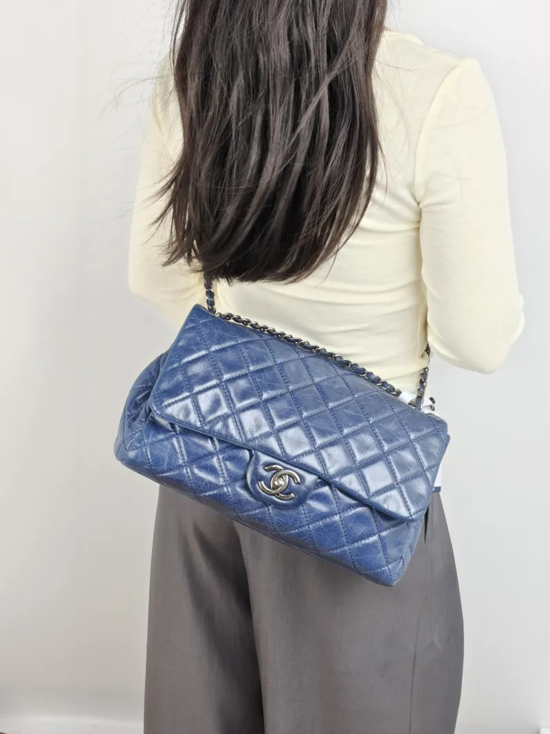 Chanel Crossbody Bag cf Collection Crossbody Bag Navy Calfskin Large 30 × 11 × 20 cm 20 — on-model view 1 of 3