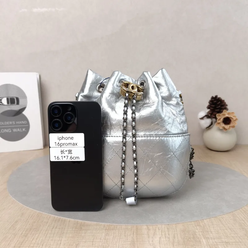 Chanel Crossbody Bag Gabrielle Collection Bucket Bag Silver Calfskin 20 × 6.5 × 22 cm — cover view 3 of 5