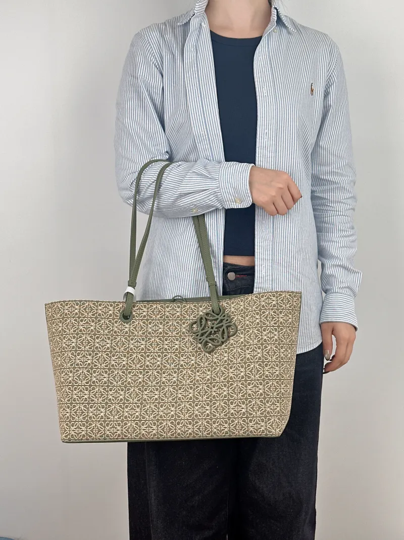 LOEWE Shoulder Bag anagram Canvas One Size 37 × 15 × 25 cm — on-model view 2 of 2