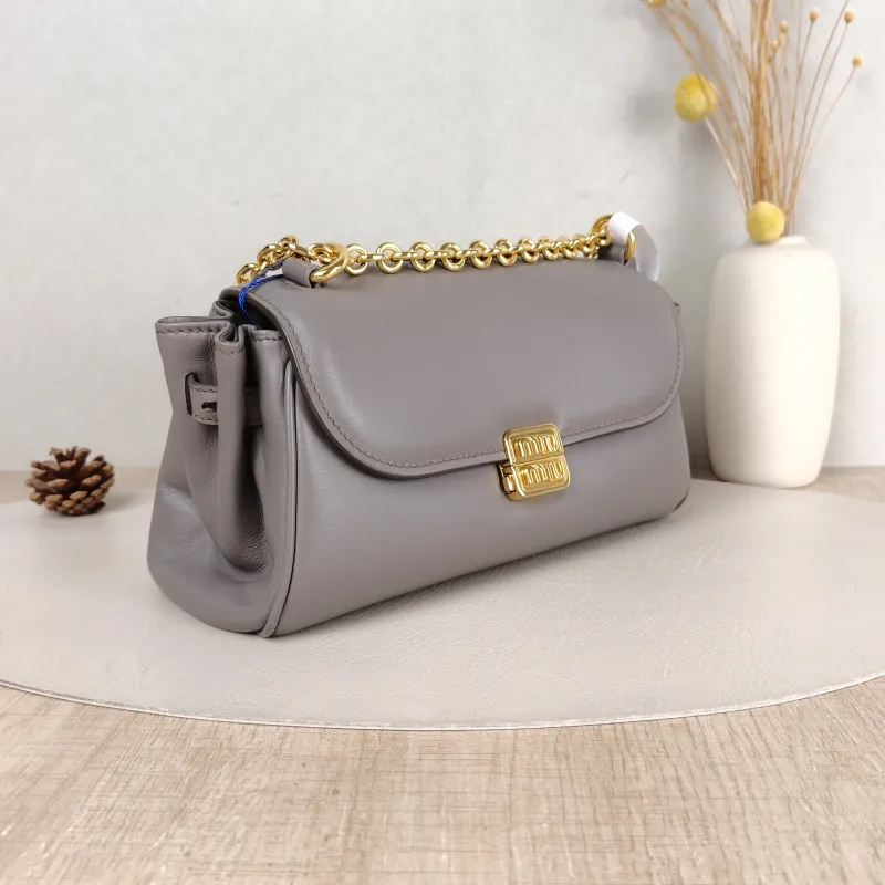 Miumiu Shoulder Bag Grey Calfskin One Size 26 × 9.5 × 14.5 cm — cover view 3 of 5