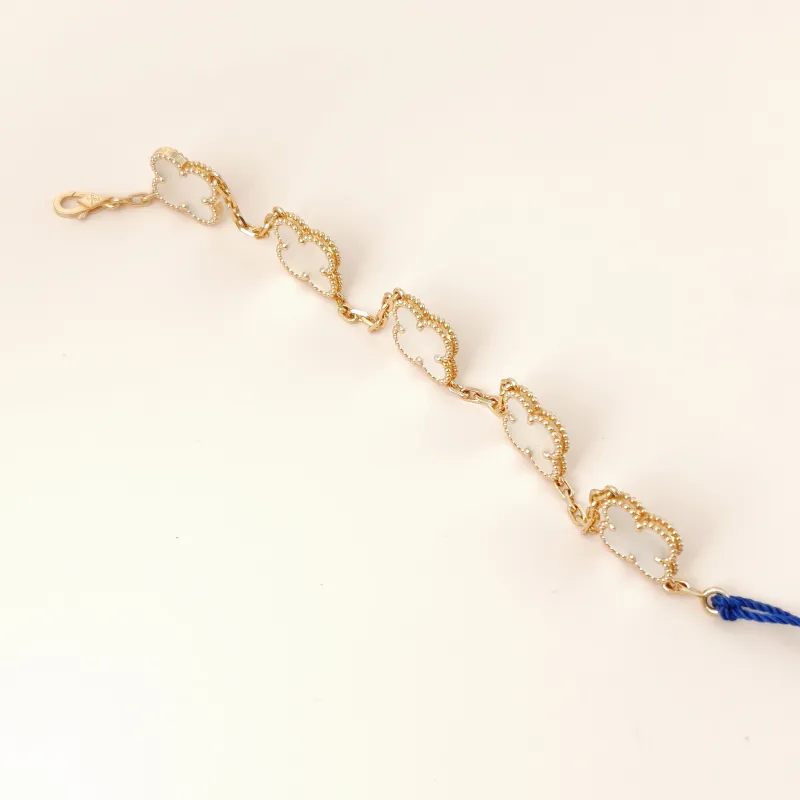 Van Cleef & Arpels Bracelet Alhambra Alhambra Collection Five-Motif Bracelet Pearl · White Mother-of-Pearl 18KY ellow Gold Vintage Small 19cm — cover view 4 of 10