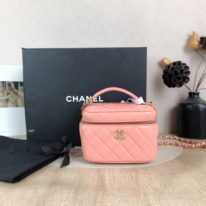 Chanel Crossbody Bag Box Cosmetic Bag Pink Calfskin One Size 15 × 12 × 12 cm — cover view 5 of 6