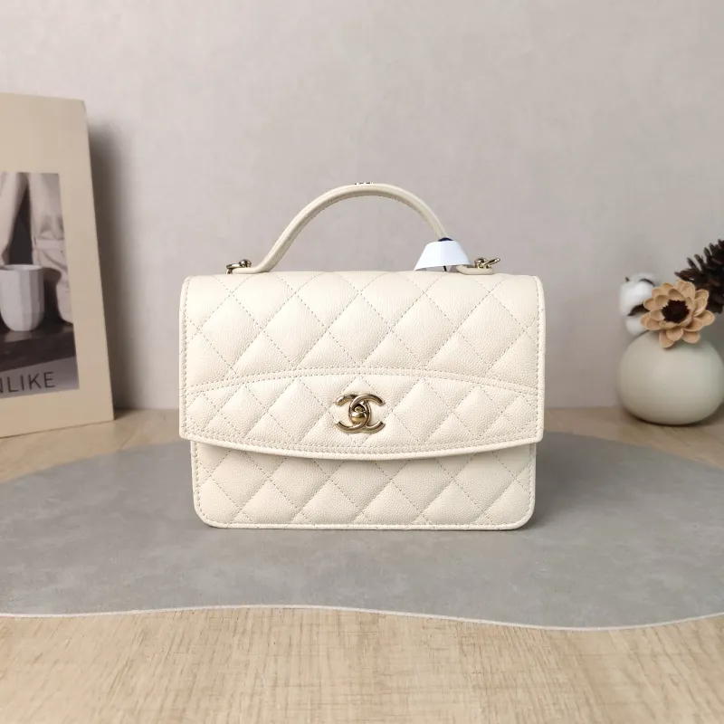 Chanel Backpack Backpack White Grained Calfskin One Size 18.2 × 5 × 14 cm