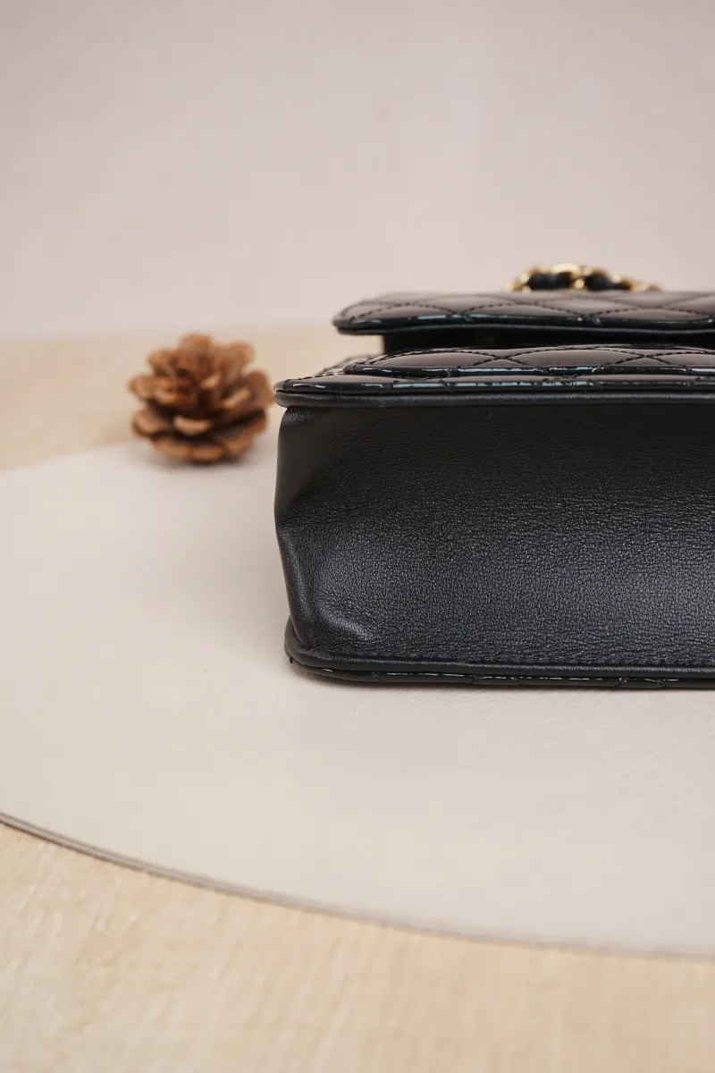 Chanel 25b Shoulder Crossbody Bag Black Patent Leather Microchip Edition · Dust Bag · 25 × 6 × 17 cm — cover view 2 of 7